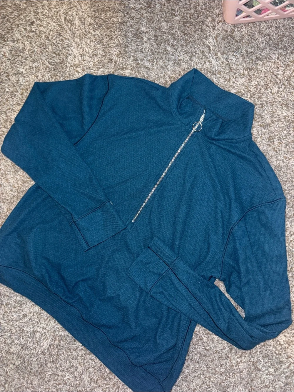 Navy Half-Zip Mock Neck Sweater with Ring Pull - Picture 2 of 4
